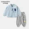 Conjunto de Ropa Infantil Panda Kaka para Niños Ropa de Otoño para Niñas Chaqueta Casual para Niñas Conjunto de Dos Piezas Ropa para Bebés de Principios de Primavera Moderno
