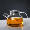 Tetera de Vidrio de Borosilicato Alto Jarra para Jugo Hervidor de Agua Fría Calentamiento a Llama Abierta Hervidor con Tapa de Bambú Hervidor de Agua Fría para el Hogar Tetera de Flores