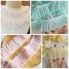 DIY Versátil Malla Básica de Doble Capa de 5 cm de Ancho Accesorios de Encaje Plisado tipo Acordeón Vestido Lolita Pastoral