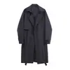 Gabardina de Otoño para Hombre Tangkezhe con Cuello de Solapa, Abrigo de Doble Botonadura de Longitud Media, Ropa de Abrigo Unisex Moderna de Corte Holgado
