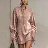 Sitio Independiente de Amazon 2025 Nuevo Vestido Transfronterizo Estilo Europeo y Americano con Cuello en V Bordado de Borlas para Mujer