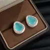 Pendientes de Zirconia Coloridos Pesados Brillantes Artesanales Estilo Retro Artístico Elegantes para Cena Pendientes Vintage de Alta Gama