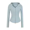 Conjunto Esportivo Casual para Yoga, Novo Estilo Outono, Jaqueta com Capuz e Zíper que Afina a Cintura + Calças Flare de Cintura Baixa com Cordão