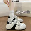 Zapatillas de entrenamiento alemanas para mujer de cuero genuino con doble cordón y punta redonda, hacen que los pies parezcan más pequeños, versátiles, ligeras, cómodas zapatillas casuales