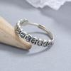 Anillo de Texto Retro de Plata Esterlina 925 para Mujer Plata Tailandesa Envejecida Anillo Abierto Diseño de Personalidad Sentido ins Joyería de Mano Elegante