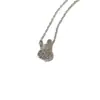 Collar de Conejo Miffy con Diamantes Completos, Chapado en Cobre Blanco con Plata Gruesa, Estilo Ins Sencillo y Elegante, Pequeño y Delicado, Cadena para Clavícula Linda