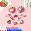 Nuevo Set Rosa de Fresa Accesorios de Resina DIY Accesorios para el Cabello Pinzas para el Cabello Llaveros Amuletos para Zapatos Materiales para Colgantes