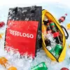 Bolsas térmicas de tela Oxford con papel de aluminio, personalizables con logotipos, adecuadas para entregar postres, pasteles y alimentos frescos; también se usan como bolsas térmicas para alimentos