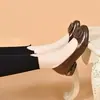 2026 Novos Mocassins Femininos de Couro Macio com Bico Redondo para Primavera, Sapatos Pequenos de Couro Retrô Francês, Sapatos Rasos Planos