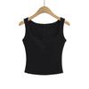 8637-25 Nuevo Estilo de Verano Estilo Europeo y Americano Sencillo Básico Chaleco Corto Deportivo y de Ocio de Verano de Tres Botones