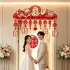 Set de decoración para habitación de bodas con personajes de dragón y fénix, decoración de arco para puerta, juego completo de suministros para la habitación de los novios y cortinas para la puerta de la habitación de bodas