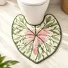 Alfombra de Piso Imitación Cachemir Hoja de Plátano Alienígena para Baño Absorción de Agua Prueba de Salpicaduras Tapete para Pies de Inodoro Alfombra Suave para Baño Aislamiento Frío Resistente a la Suciedad