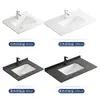 Gabinete de Baño Cerámico de Pared con Cubierta Semi-Empotrada, Lavabo Único Integrado con Placa de Roca para Lavado de Baño y Lavado de Manos