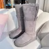 Botas de nieve gruesas con forro polar para mujer, botas de tubo alto con cinturón, zapatos de algodón gruesos para el noreste, botas largas de doble uso