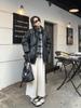 Pantalones de traje de lana Baishiwang respetuosos con la piel, pantalones casuales rectos de cintura alta, pantalones holgados de pierna ancha para mujer de invierno