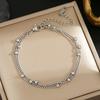Pulsera de Acero Inoxidable Multicapa con Cuentas Redondas Simples Estilo Mori Coreano para Mujer con Personalidad Pulsera Chapada en Oro de 18k Pulsera