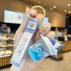 Nuevo Llavero de Taza de Té con Leche de Frutas y Verduras Relleno de Aceite Lindo Colgante Pequeño de Arena Movediza Líquida Accesorios de Aguacate Regalo Venta al por Mayor