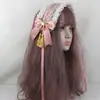 Fofa Estilo Japonês Menina Doce Lolita Menina Coração Borla Faixa de Cabelo Doce Lolita Feito à Mão Renda Laço Acessórios de Cabelo
