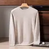 Suéter pullover masculino grosso de gola redonda, 7 agulhas, fio duplo 100% cashmere puro, malha base casual solta