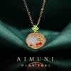 [La mejor opción con productos] Collar ligero de lujo de alta calidad con cerradura de paz Ruyi, esmalte chapado en oro, imitación de jade Hetian, joyería cheongsam