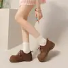 Zapatos de Mujer con Aumento Oculto de Altura, Punta Ancha, Zapatos Derby de Gamuza, Mocasines Retro con Cordones de Suela Gruesa, Zapatos de Cuero Estilo Británico, Zapatos de Vestir