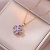 Collar Femenino Celebridad de Internet Amor Zircón Flor Nicho Giratorio Nuevo Estilo Sentido del Diseño Colgante Temperamento Traje Collar de Acero de Titanio