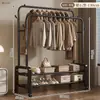 Cabide de Chão para Quarto, Uso Doméstico, Varal Móvel de Dupla Haste, Cabide de Parede para Quarto, Armazenamento de Roupas Interno, Cabideiro