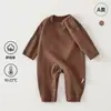 Roupas de Bebê para Primavera e Outono, Macacão Elástico, Macacão de Bebê, Pijama de Manga Longa com Ar Condicionado, Macacão de Algodão Puro Macio com Fleece para Engatinhar Classe A