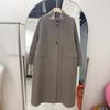 Casaco de Lã Dupla Face Outono e Inverno para Mulheres, Gola Alta Estilo Hepburn, Casaco de Lã com Cadarço, Casaco de Cashmere para Mulheres Atacado