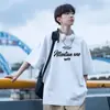 Fabricante de Origem Camiseta de Verão de Manga Curta Masculina Nova Marca da Moda Solta Juventude Estudante Tendência Top Branco de Meia Manga