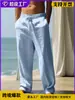 Modelo novo em estoque para sites independentes, Wish, AliExpress, TIMU: Calças casuais masculinas feitas de algodão e linho, calças compridas largas e respiráveis
