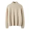 Top Pulôver de Caxemira Pura para Mulheres no Outono e Inverno Tricot Quente Simples Cor Pura Tricot de Caxemira Pulôver Elegante de Manga Comprida