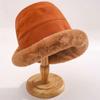 Gorro de pescador de felpa gruesa y cálida para otoño e invierno, para mujer, resistente al frío y al viento, con protección para los oídos, gorro de lavabo, gorro mongol rizado de invierno del norte.