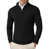 Suéter de punto con media cremallera para hombre, ajuste slim, casual de negocios, top fino como capa base para hombre