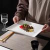 Plato occidental con relieve blanco puro de estilo europeo, plato de fruta, plato de pastel, plato de carne, plato cuadrado, plato plano creativo, plato cuadrado