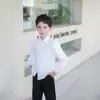 Traje de niño de manga larga, pantalón largo y corbatín, conjunto formal de primavera y otoño para niños, conjunto de tres piezas, para niños mayores, paje, atuendo para actuación, ropa para niños