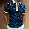 Camisa Polo de Verano de Estilo Nuevo Europeo y Americano Transfronteriza con Cremallera y Estampado 3D, Cuello de Solapa Casual, Manga Corta, Jersey, Ropa Casual