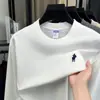 Sudadera de algodón puro para hombre con cuello redondo, nueva moda casual otoño 2026, logo de poni bordado, sudadera para hombre de color liso como capa base