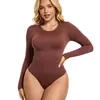 Body moldeador de manga larga transfronterizo europeo y americano, hecho de nailon de alta elasticidad, diseñado para ceñir la cintura, levantar las caderas y moldear los brazos