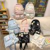 Mochila Escolar Estudante do Ensino Fundamental Feminina Bonita Mochila de Classe Grande Capacidade Mochila Bolsa de Ombro Portátil Feminina Bolsa Transversal Estudante