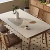 Protetor de mesa texturizado em couro sintético à prova d'água e de óleo, sem lavagem, protetor de toalha de mesa, PVC estilo wabi-sabi japonês