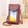 Bolsa para Teléfono Móvil, Bolso de Hombro para Mujer, Bolso Cruzado de Mano, Compartimento para Monedas, Color Sólido, Multifuncional, Pantalla Táctil, Moda Urbana, Portátil