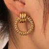 Aretes de Aro Transfronterizos, Aretes de Tuerca Irregulares, Aretes de Acero Inoxidable, Aretes de Acero de Titanio, Aretes de Aro Multicapa, Aretes para Mujer