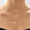 Nuevo collar de aleación de moda, cadena de suéter, collar de perlas redondas y finas, cadena de clavícula de dos capas para mujer N6242