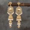 Pendientes de microdiamantes con personalidad de moda, estilo retro tailandés, largos, de lujo, de imitación de piedra grande, con borlas y campanas.
