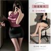 Ropa Interior Sexy Encanto Morado Sexy Cadera Nuevo Traje de Secretaria Juego de Rol Puro Cuello Oscilante Traje de Espalda Descubierta