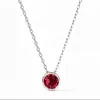 Plata de Ley 925 Chapada en Oro de 18K Colgante Clásico de Burbuja Incrustado con Corindón Rojo Sintético Collar Sencillo para Apilar Lujo Ligero para Mujer