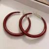Aretes Grandes de Estilo Retro Hong Kong con Goteo de Aceite Rojo para Mujer, Lujo Accesible Exagerado, de Alta Gama, Aretes Diarios de Estilo Cool