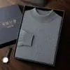 Suéter de cachemira para hombre de cuello alto medio, color liso, jersey de manga larga, nuevo punto casual holgado de otoño e invierno