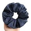 Elástico de Cabelo Retro Coreano Azul Marinho de Camada Dupla com Bolinhas para Meninas, Estilo Acadêmico, Realça o Tom da Pele, Adequado para Penteados de Coque ou Rabo de Cavalo